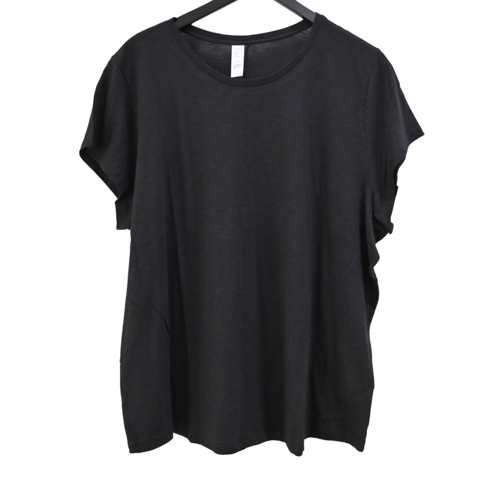 Spanx Very Black Crew Neck Slub T-Shirt Size 3X 50228R